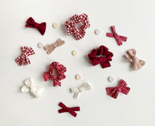Load image into Gallery viewer, Valentines Red Gingham Hand Tied Hair Bow
