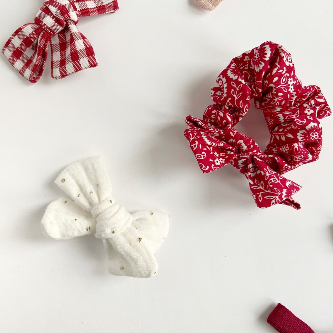Valentines Twinkle Hand Tied Cotton Hair Bow