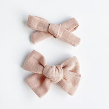 Load image into Gallery viewer, Blush Pink Muslin Gauze Hand Tied Cotton Hair Bow
