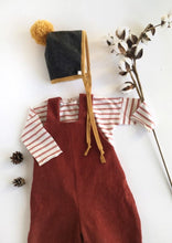 Load image into Gallery viewer, Rust Cotton Corduroy Unisex Romper
