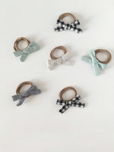 Load image into Gallery viewer, Black and White Gingham Hand Tied Cotton Hair Bow
